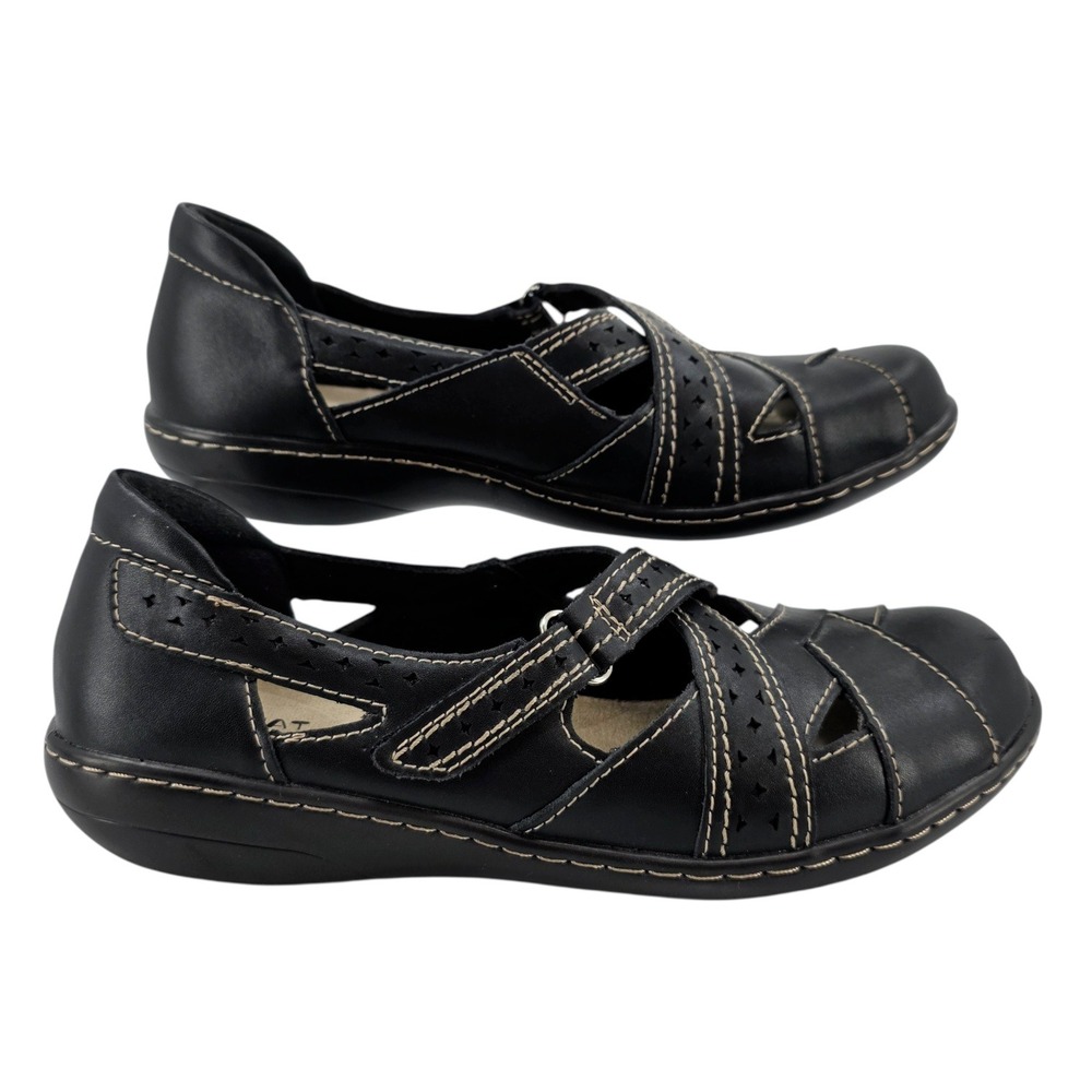 TerriKat Womens 9 Black Leather Comfort Mary Jane Shoes Adjustable‎ Strap